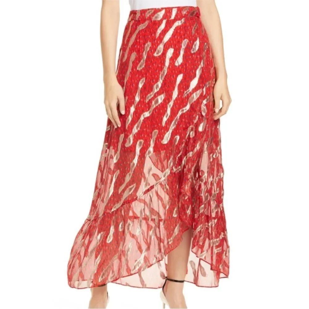 Ba&SH silk midi wrap Skirt, US8